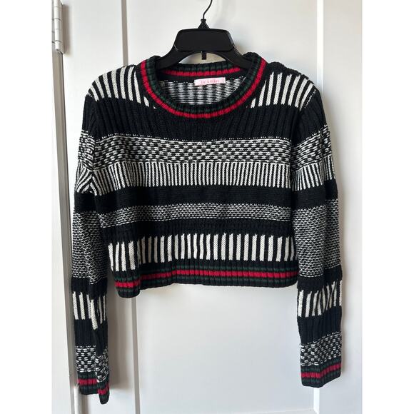 Lulumari Black White Knit Striped Cropped Sweater Top Women’s Medium Y2K Retro - Picture 3 of 7